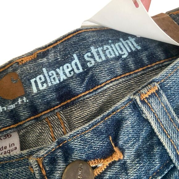 NEW Carhartt B320 990 Men Jeans 33x36 Relaxed Fit Straight Leg Blue Denim Cotton - Picture 4 of 8